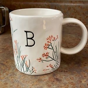 Anthropologie B Monogram Mug Floral Design